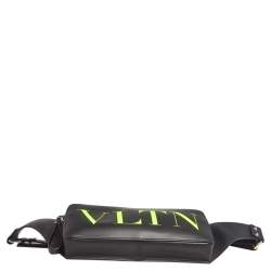 Pre Owned Valentino Black Leather VLTN  Belt Bag