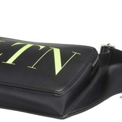 Pre Owned Valentino Black Leather VLTN  Belt Bag