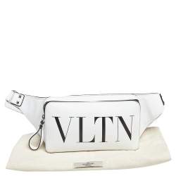 Pre Owned Valentino White Leather VLTN Belt Bag