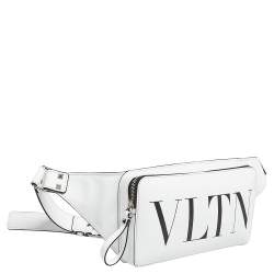Pre Owned Valentino White Leather VLTN Belt Bag