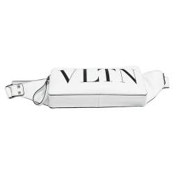 Pre Owned Valentino White Leather VLTN Belt Bag