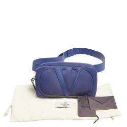 Pre Owned Valentino Blue Nylon and Leather VLogo Belt Bag
