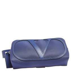 Pre Owned Valentino Blue Nylon and Leather VLogo Belt Bag