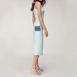 مملوكة مسبقًا Valentino Blue Leather VLogo Wallet on Chain