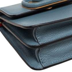 مملوكة مسبقًا Valentino Blue Leather VLogo Wallet on Chain