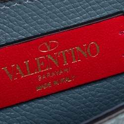 مملوكة مسبقًا Valentino Blue Leather VLogo Wallet on Chain