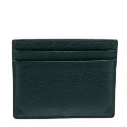 Pre Owned محفظة بطاقات فالنتينو شعار في جلد أخضر