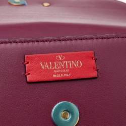 Valentino Burgundy Leather VLogo Supervee Crossbody Bag