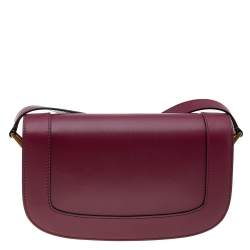 Valentino Burgundy Leather VLogo Supervee Crossbody Bag