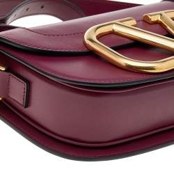 Valentino Burgundy Leather VLogo Supervee Crossbody Bag