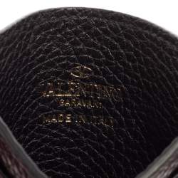 Pre Owned حافظة بطاقات فالنتينو جلد محبب أسود مرصع روكستد