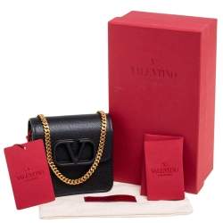 Pre Owned حقيبة كتف فالنتينو ڨيسلينغ جلد أسود صغيرة