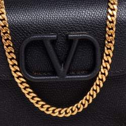 Pre Owned حقيبة كتف فالنتينو ڨيسلينغ جلد أسود صغيرة