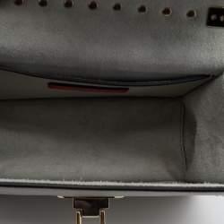Pre Owned Valentino Grey Leather Small Rockstud Top Handle Bag