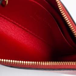 Pre Owned Valentino Red Saffiano Leather Rockstud Twist Lock Zip Wallet 