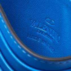 Pre Owned Valentino Blue Leather Vlogo Card Holder