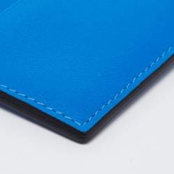 Pre Owned Valentino Blue Leather Vlogo Card Holder