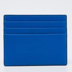 Pre Owned Valentino Blue Leather Vlogo Card Holder
