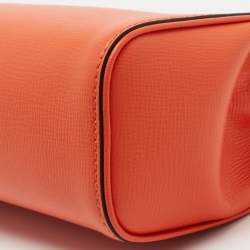 Pre Owned Valentino Orange Leather Rockstud Logo Plaque Clutch