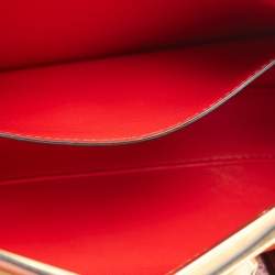 Pre Owned Valentino Orange Leather Rockstud Logo Plaque Clutch