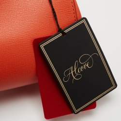 Pre Owned Valentino Orange Leather Rockstud Logo Plaque Clutch