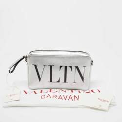 Valentino Silver Leather VLTN Clutch