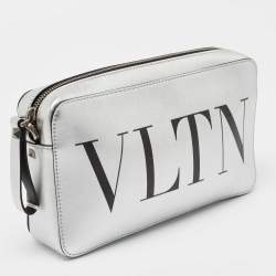 Valentino Silver Leather VLTN Clutch