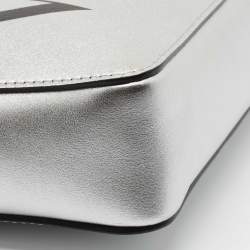 Valentino Silver Leather VLTN Clutch