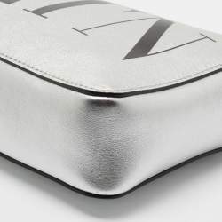 Valentino Silver Leather VLTN Clutch