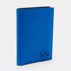 Pre Owned Valentino Blue Leather VLogo Card Case