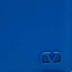 Pre Owned Valentino Blue Leather VLogo Card Case