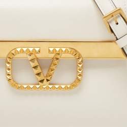Pre Owned Valentino Off White Leather Small Alcove Top Handle Bag