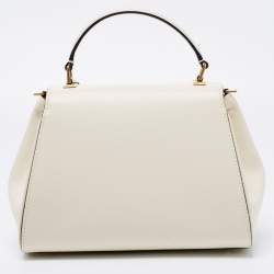 Pre Owned Valentino Off White Leather Small Alcove Top Handle Bag