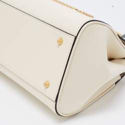 Pre Owned Valentino Off White Leather Small Alcove Top Handle Bag