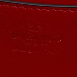 Pre Owned Valentino Red Leather Rockstud Alcove Top Handle Bag