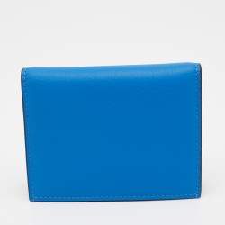 Pre Owned Valentino Blue Leather VLogo Card Case