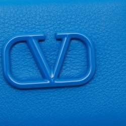 Pre Owned Valentino Blue Leather VLogo Card Case