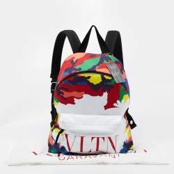 Valentino Multicolor Camo Print Nylon VLTN Logo Backpack