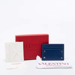 Pre Owned محفظة بطاقات فالنتينو روكستد جلد أزرق