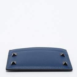 Pre Owned محفظة بطاقات فالنتينو روكستد جلد أزرق