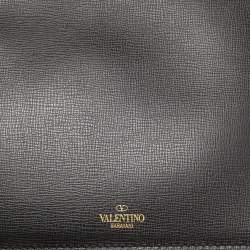 Pre Owned Valentino Black Leather Rockstuds Alcove Zip Pouch 