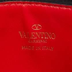 Pre Owned Valentino Black Leather Rockstuds Alcove Zip Pouch 