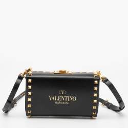 Pre Owned Valentino Black Leather Rockstud Alcove Crossbody Bag