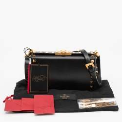 Pre Owned Valentino Black Leather Rockstud Alcove Crossbody Bag