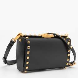 Pre Owned Valentino Black Leather Rockstud Alcove Crossbody Bag
