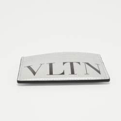 Pre Owned Valentino Silver/Black Leather VLTN Card Holder
