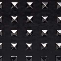 Valentino Black Leather Rockstud Zip Card Case