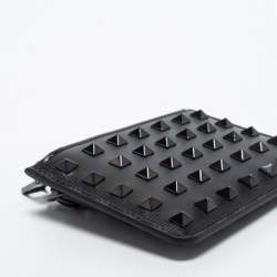 Valentino Black Leather Rockstud Zip Card Case