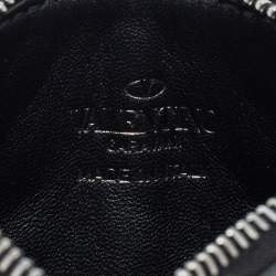 Valentino Black Leather Rockstud Zip Card Case