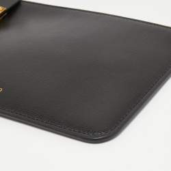 Pre Owned Valentino Black Leather Rockstuds Alcove Zip Pouch 